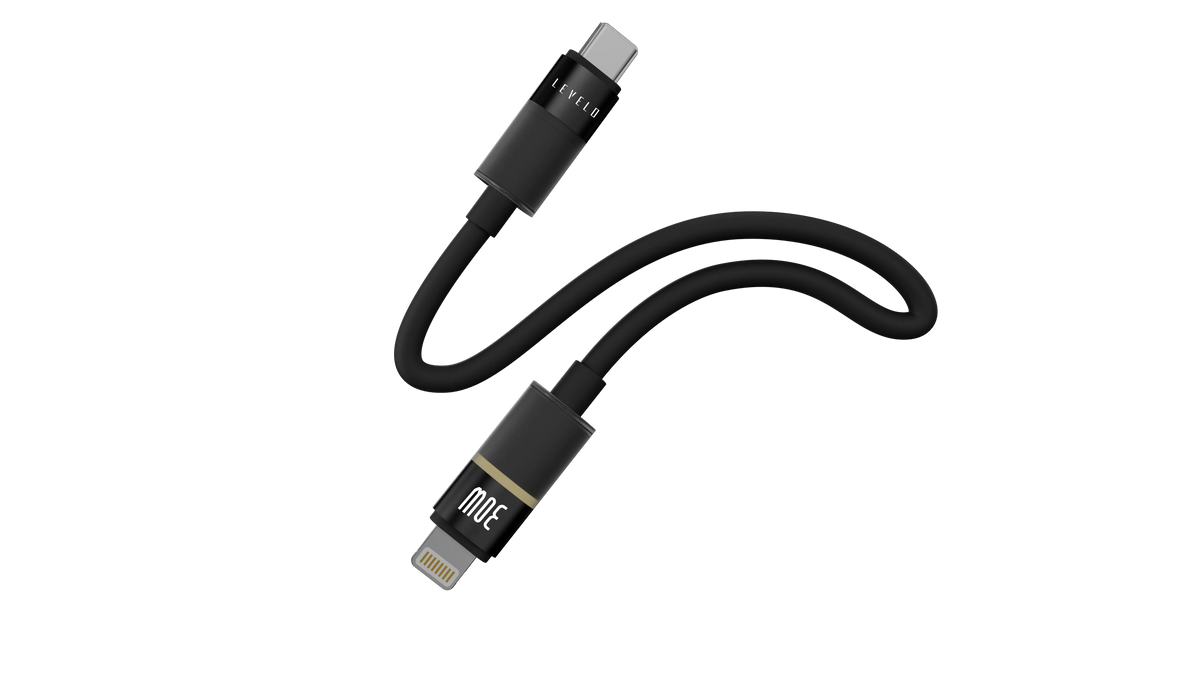 كابل ليفيلو Luno من USB-C إلى Lightning بقدرة 30 واط – متر واحد – أسود – تفاصيل المنتج والعبوة