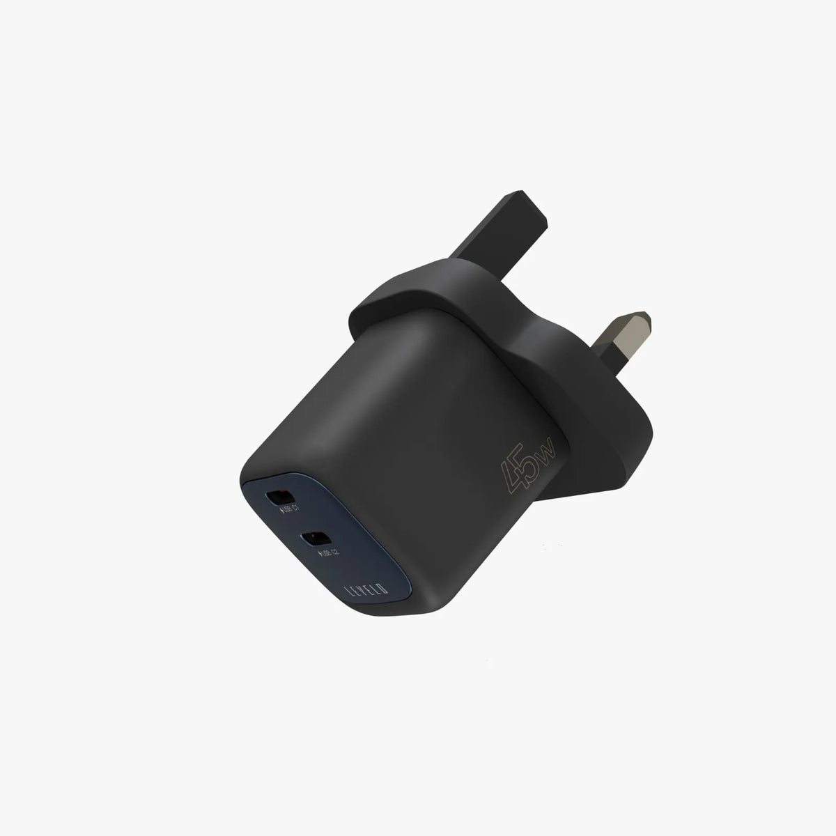 شاحن ليفيلو Vero ‏GaN بقدرة 45 واط ومنفذي USB-C – قابس UK – تفاصيل المنتج والعبوة