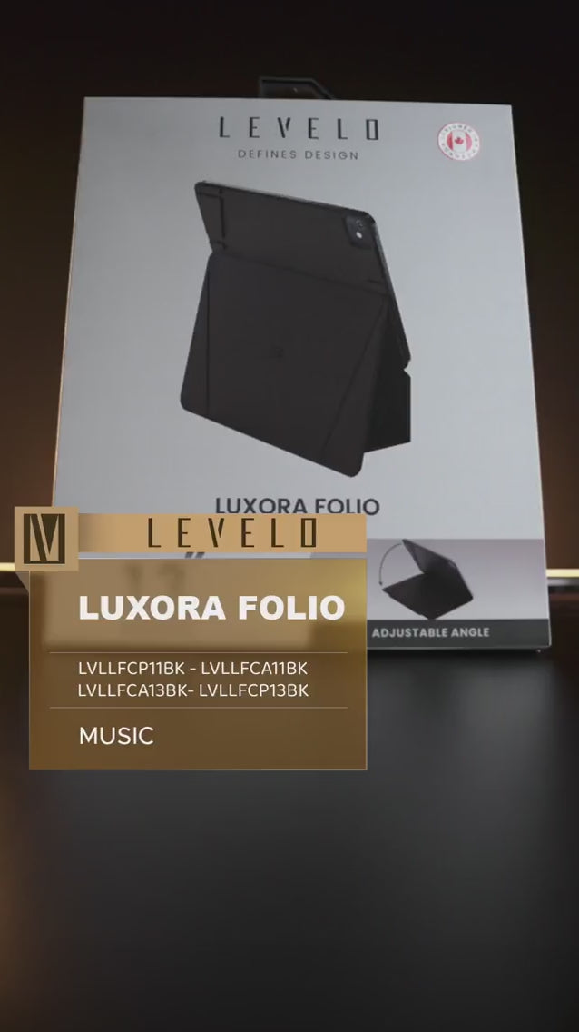 تحميل الفيديو: عرض أغطية ليفيلو Luxora Folio؛ الطلب يشمل مقاس الغطاء المحدد فقط دون الآيباد
