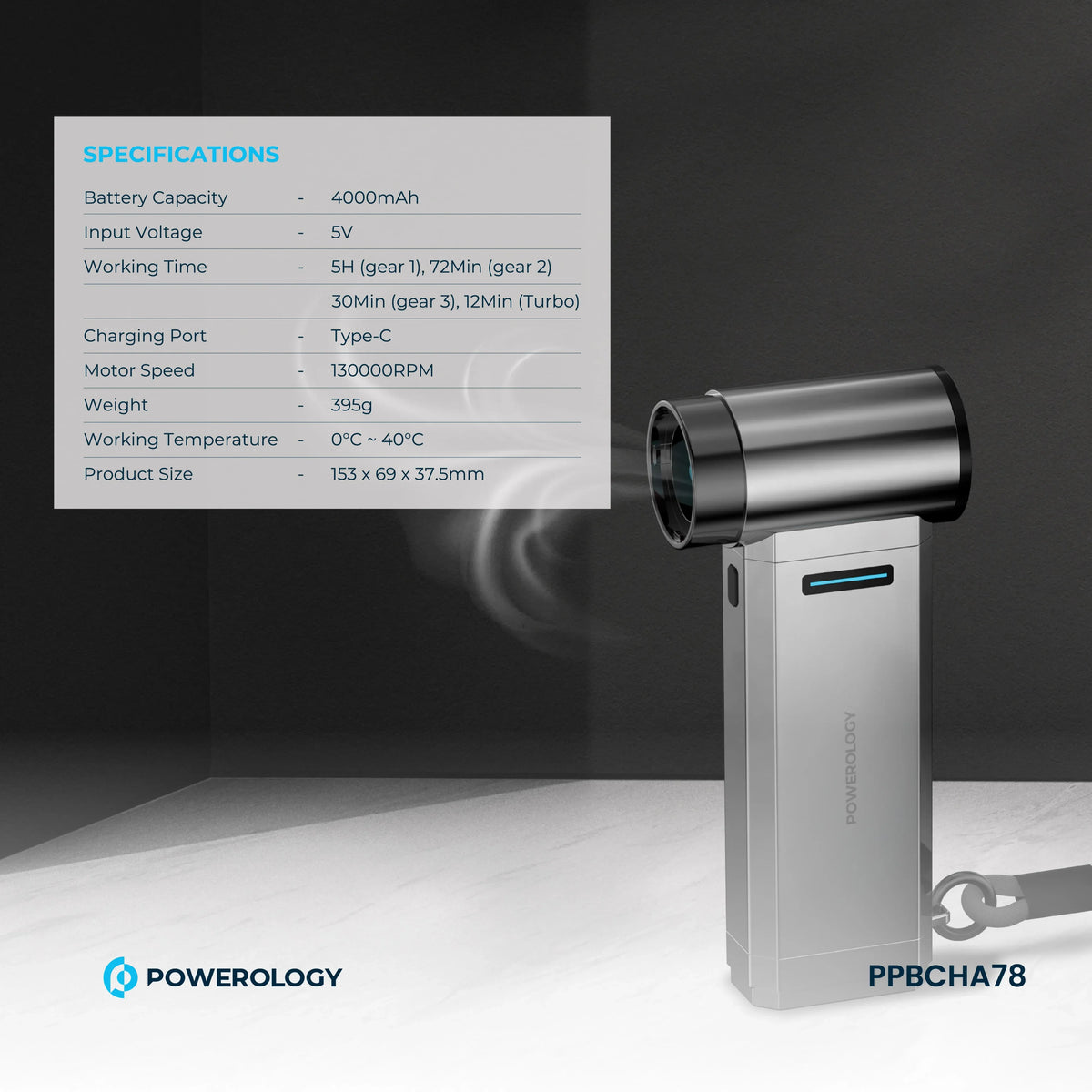 Powerology Turbo Jet Fan Vacuum Silver – image 1