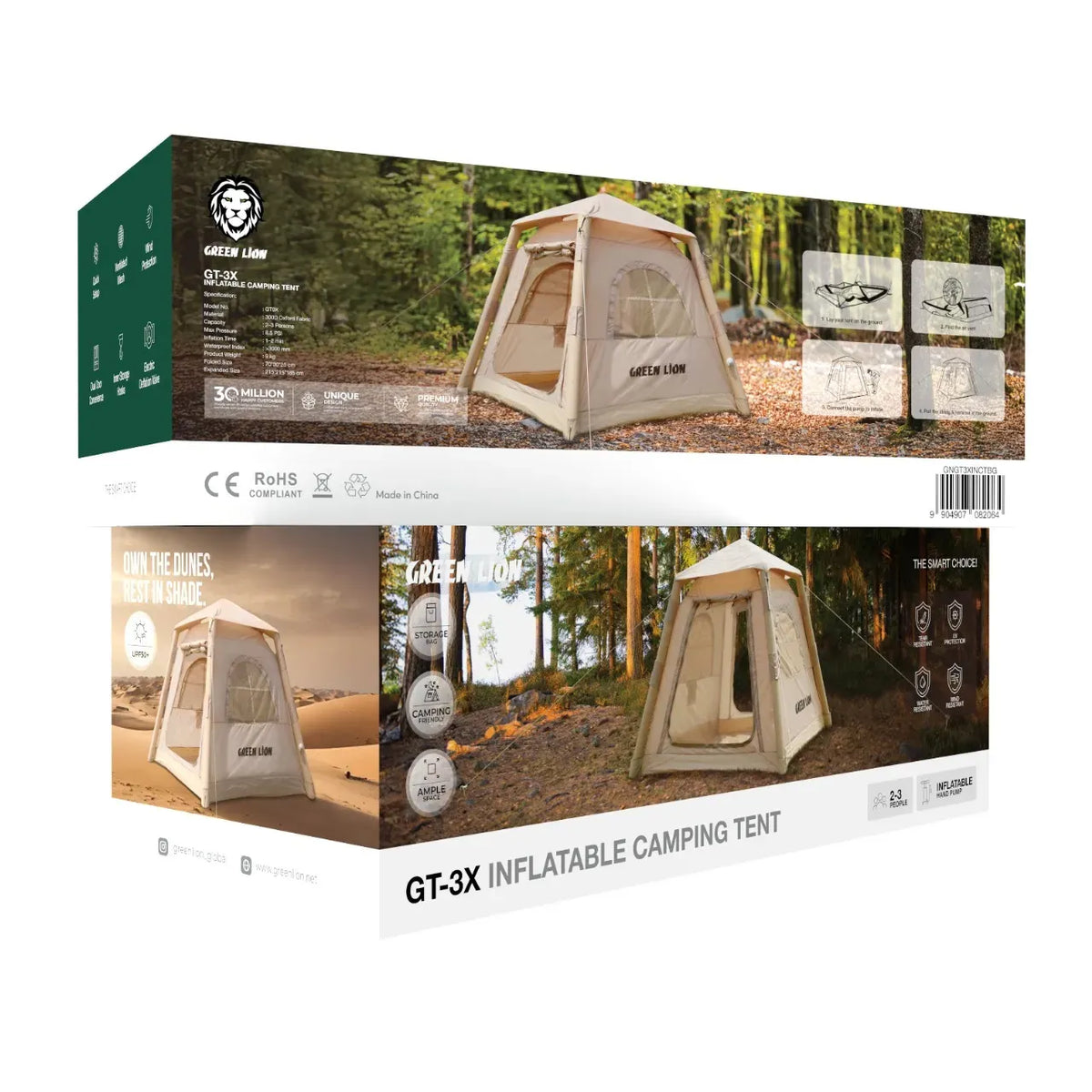 Green Lion Gt 3x Inflatable Camping Tent Beige – image 6