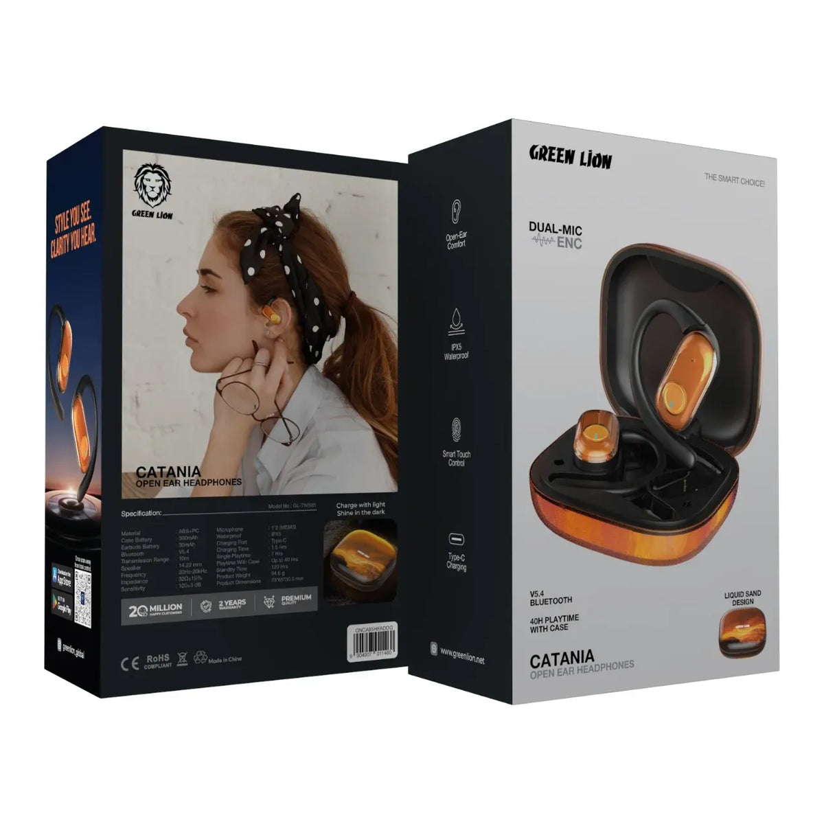 Green Lion Catania Open Ear Headphones Orange – image 3