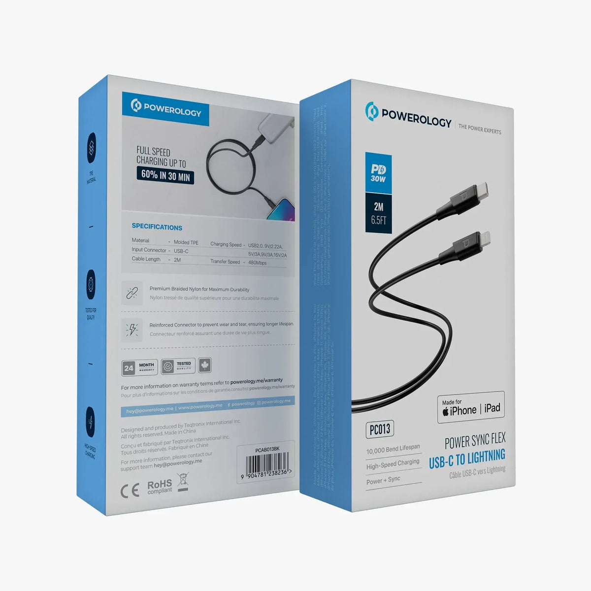 Powerology Power Sync Flex USB-C to Lightning 2 MCable PD 30 W - Black – image 2