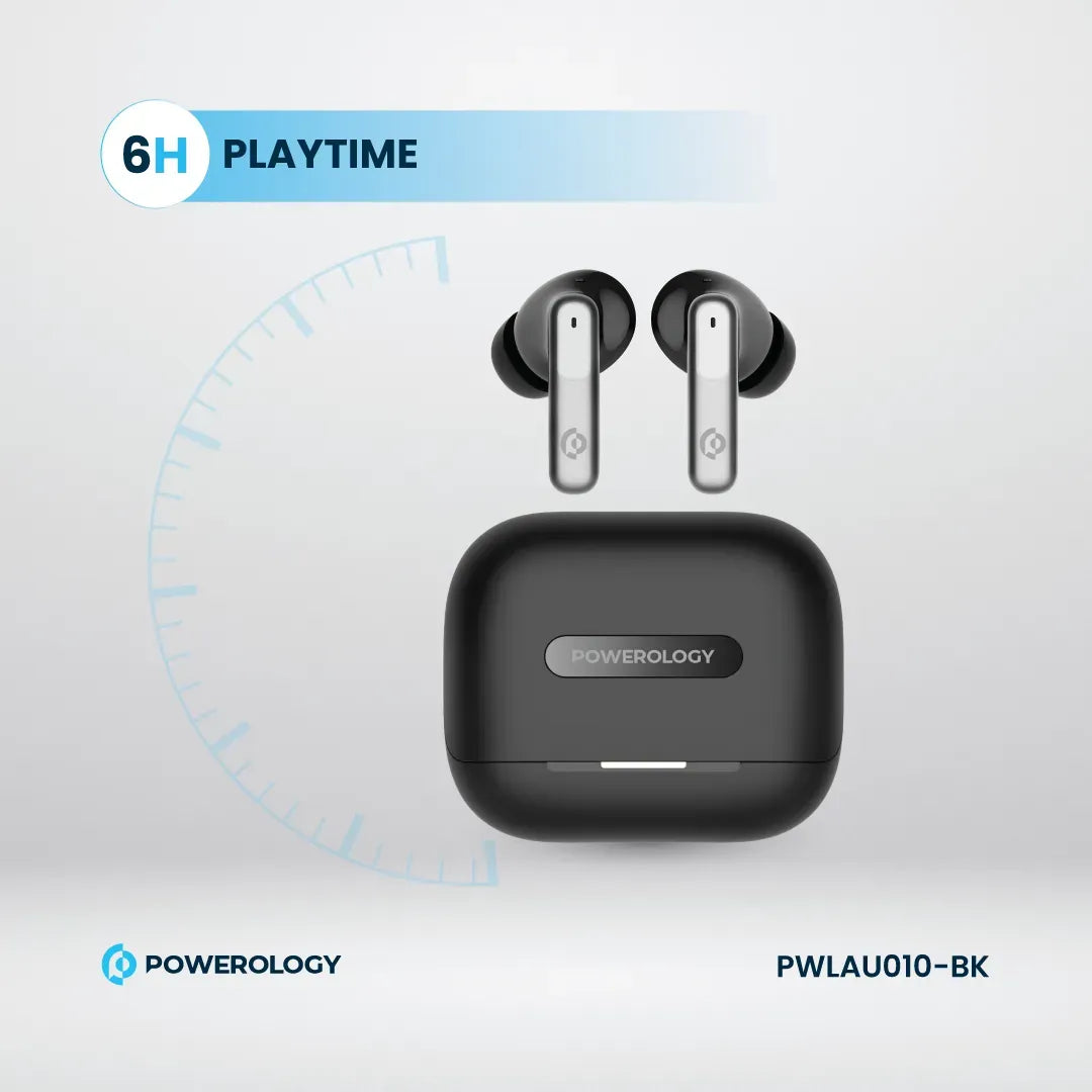 Powerology 6 Mic Hybrid ANC + ENCTrue Wireless Buds - Black – image 9