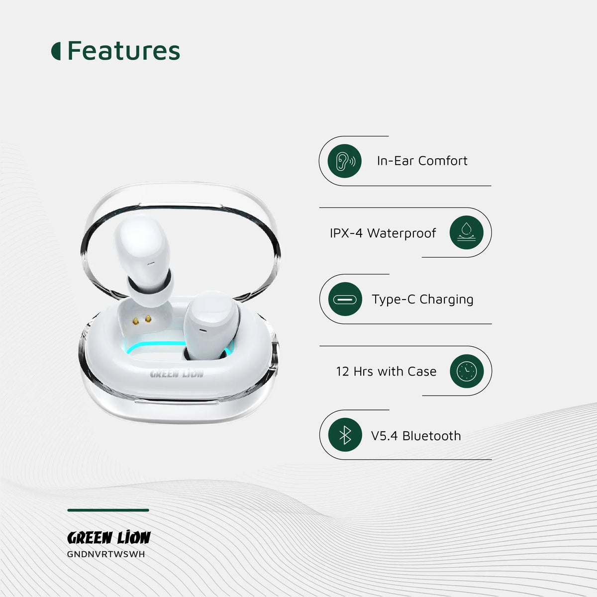 Green Lion Denver True Wireless Earbuds - White – image 4
