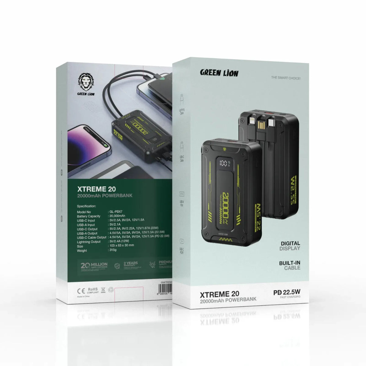 Green Lion Xtreme 20 Power Bank 20000mAh PD 22 5w Black – image 3