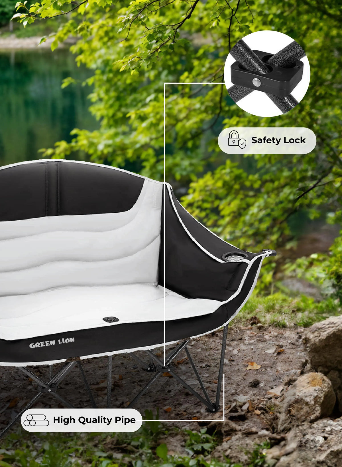 Green Lion Double Camping Chair Beige – image 14