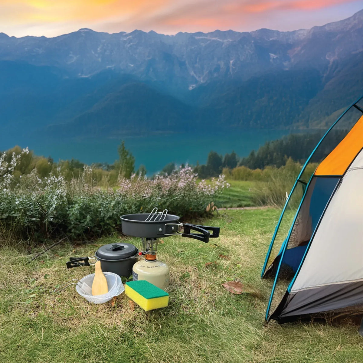 Green Lion 7 in 1 Camping Cookware Black – image 4