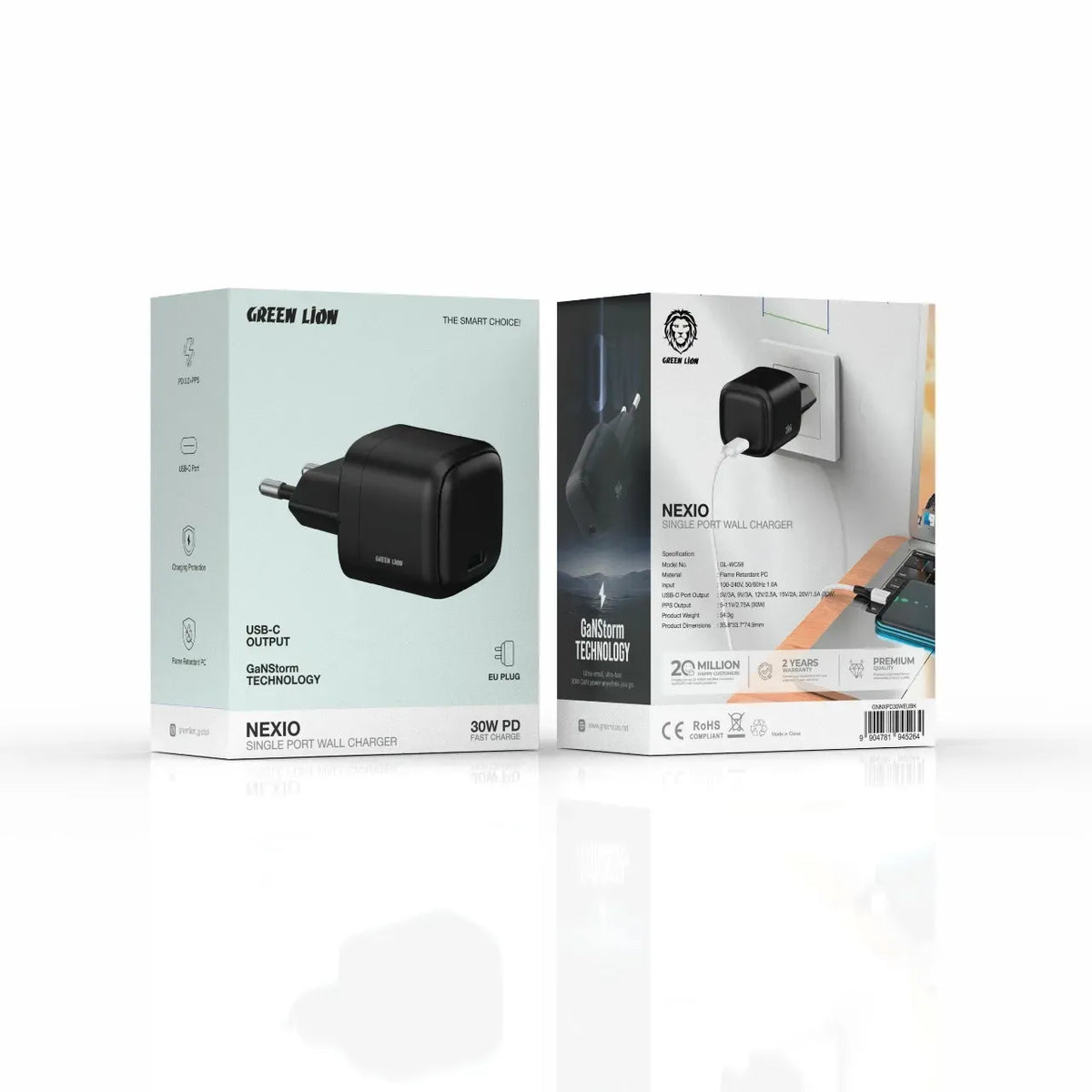 Green Lion Nexio Single Port Wall Charger Eu Plug 30w Black – image 3