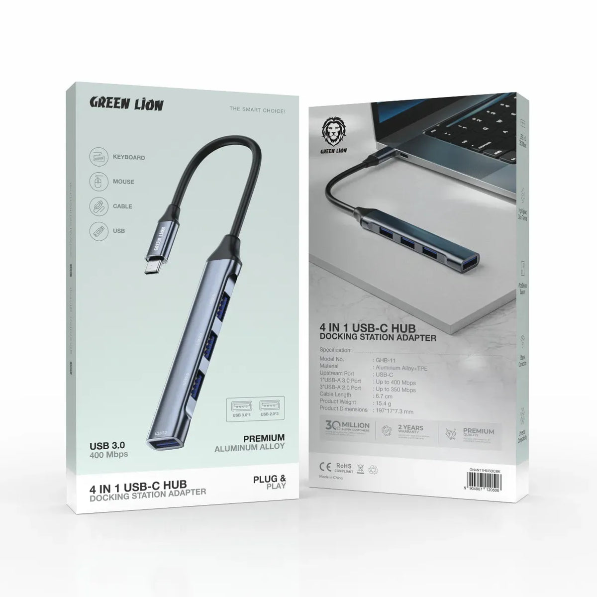 Green Lion 4 IN 1 USB-CHub -Docking Station Adapter - Black