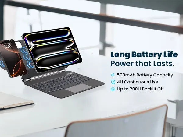 Powerology Dynaboard Wireless Keyboard Case with MagSafe Phone Holder for Ipad 10th Gen Black – image 18