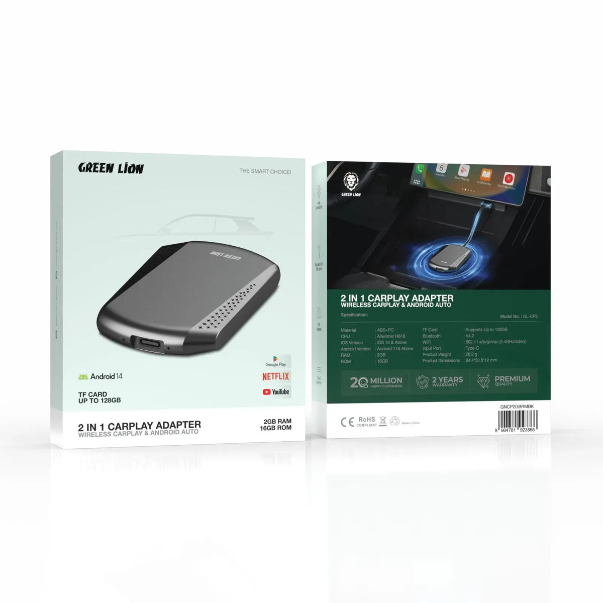 Green Lion 2 in 1 Carplay Adapter 2gb Ram Black – image 4