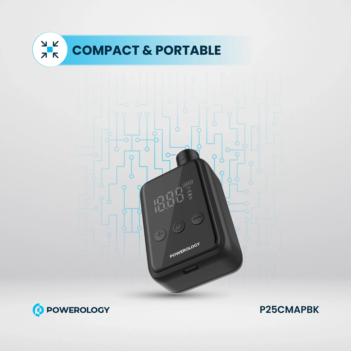 Powerology Super Compact Tire Inflator Black – image 7