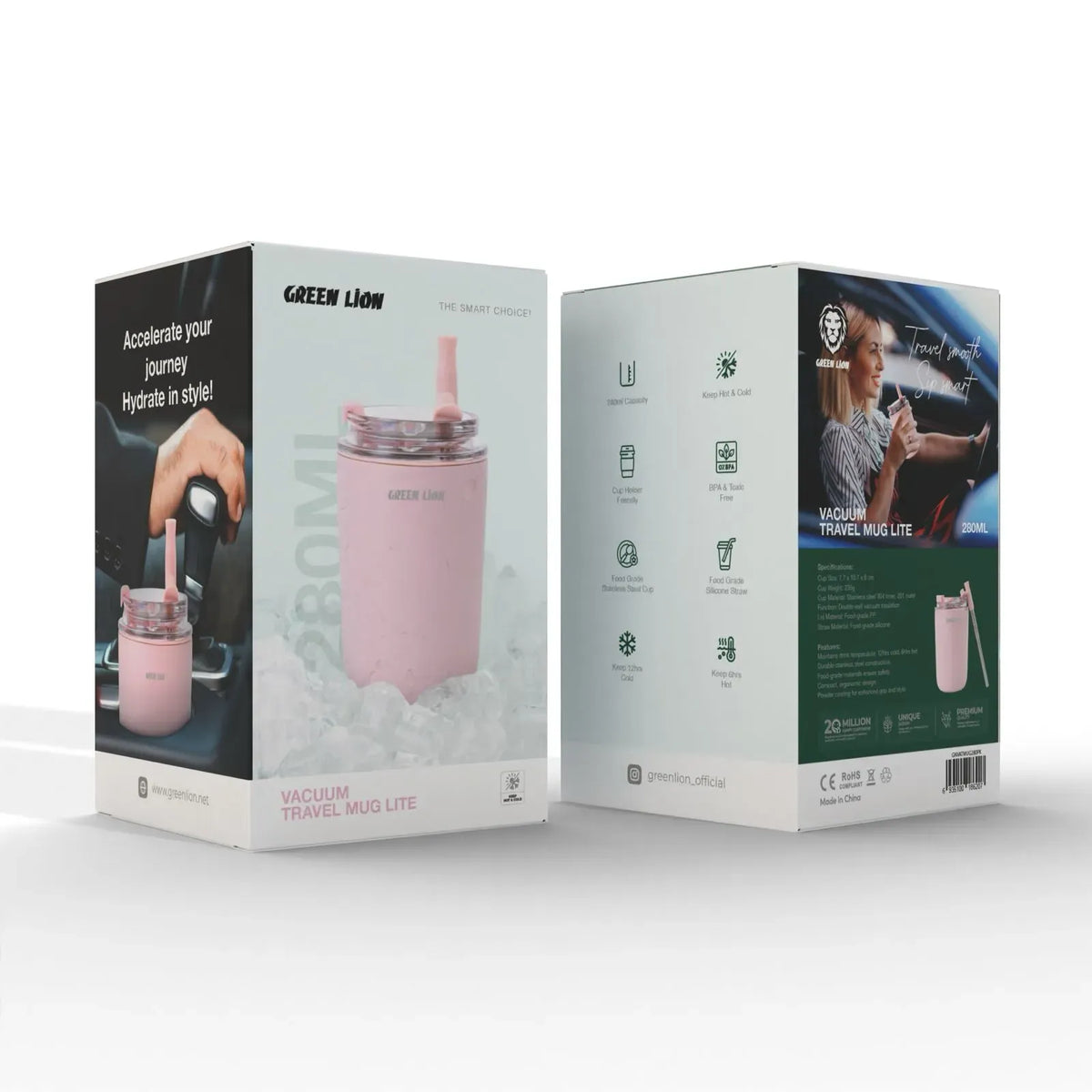 Green Lion Vacuum Travel Mug Lite 280 ML - Pink – image 4
