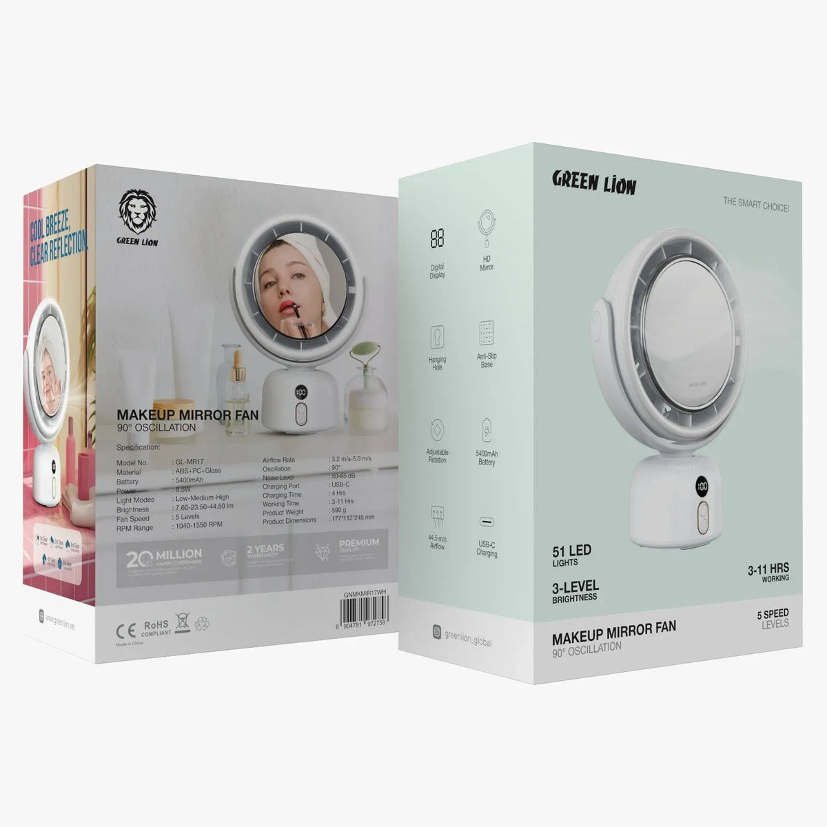Green Lion Makeup Mirror Fan - White – image 6