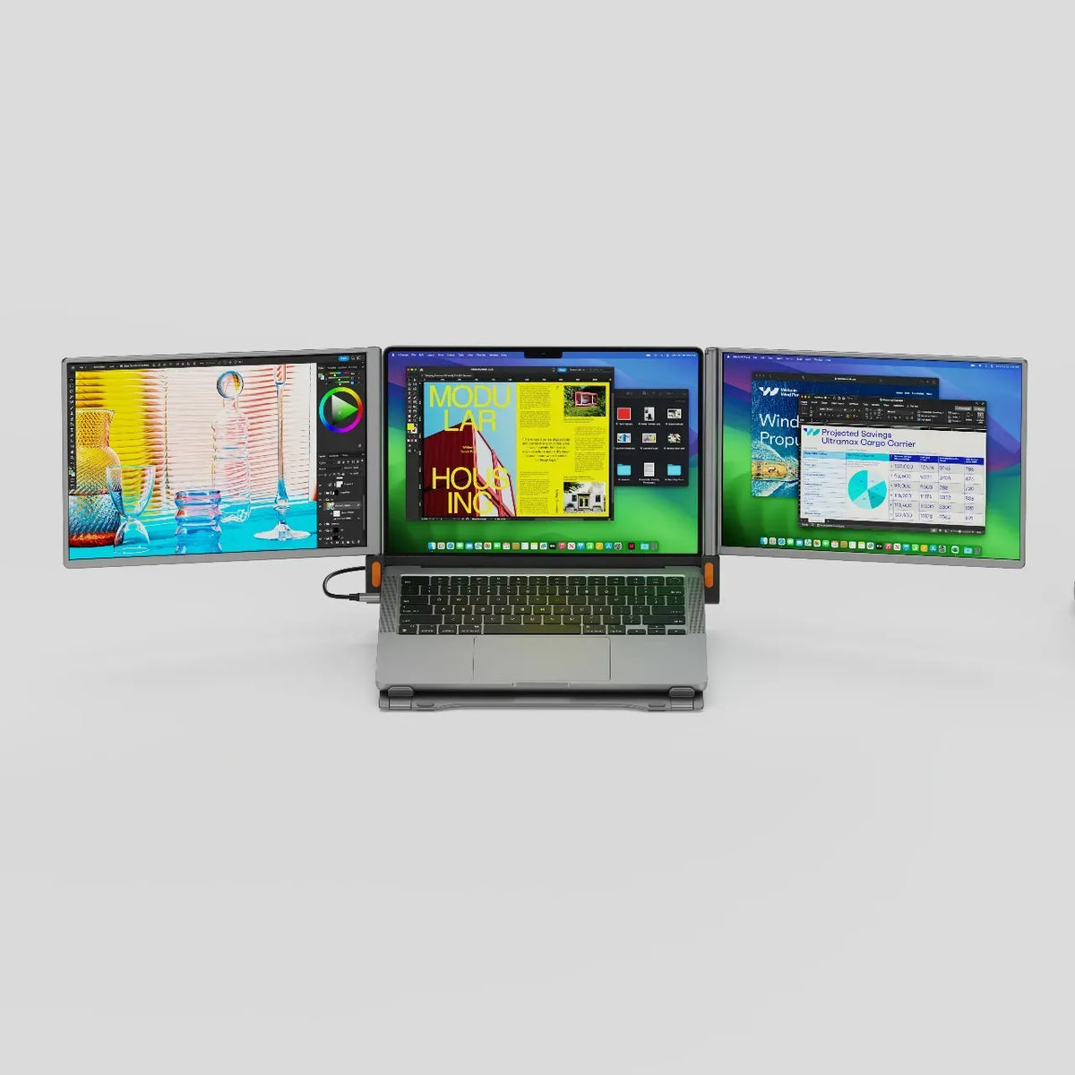 Powerology Portable Dual Screen Monitor Gray – image 2