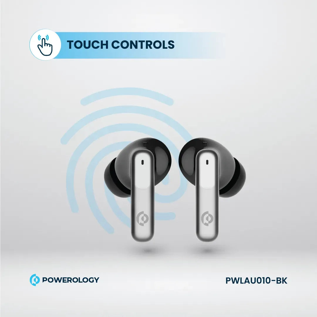 Powerology 6 Mic Hybrid ANC + ENCTrue Wireless Buds - Black – image 5