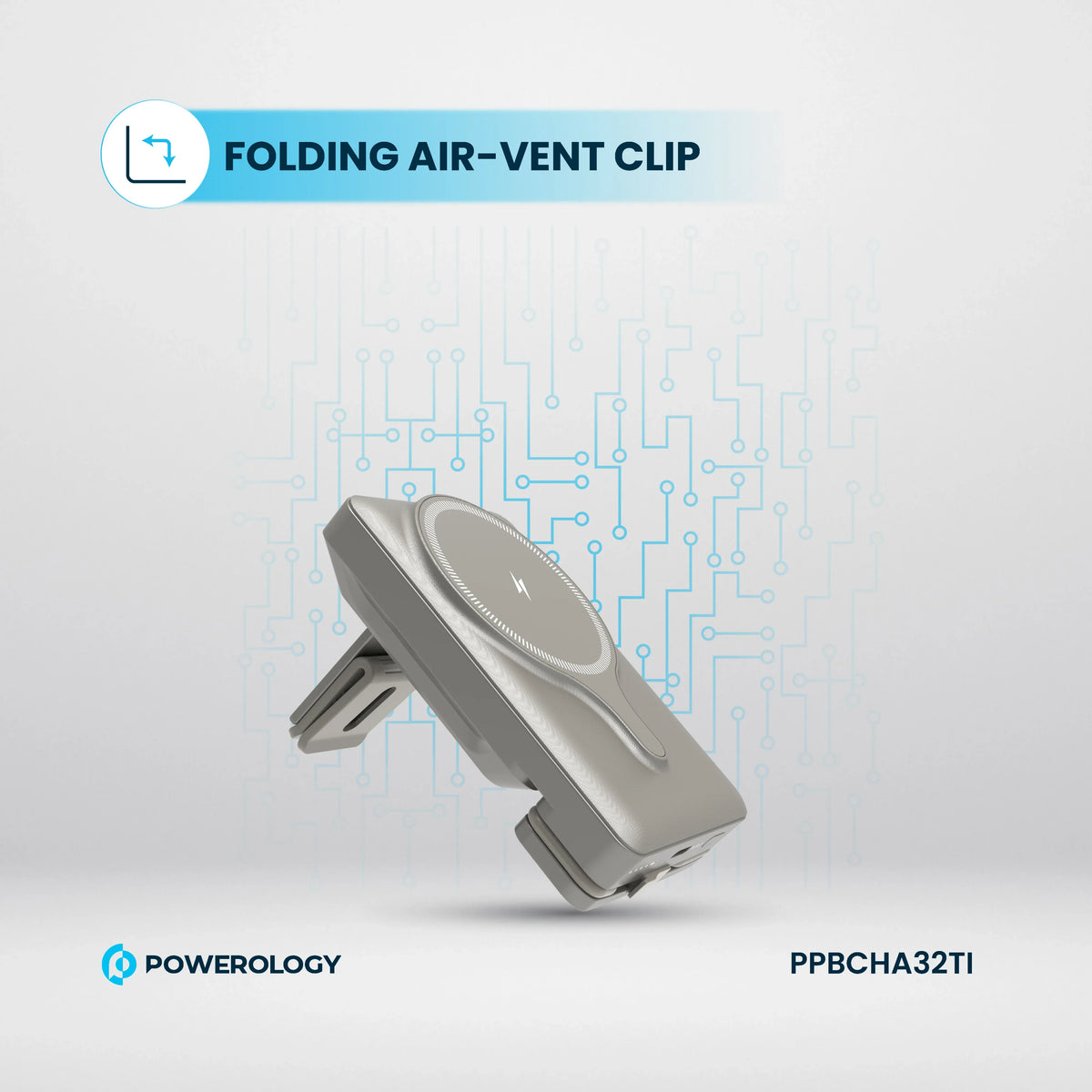 Powerology 5000 m Ah Power Bank MagSafe Charging Air-Vent Mount - Titanum – image 3