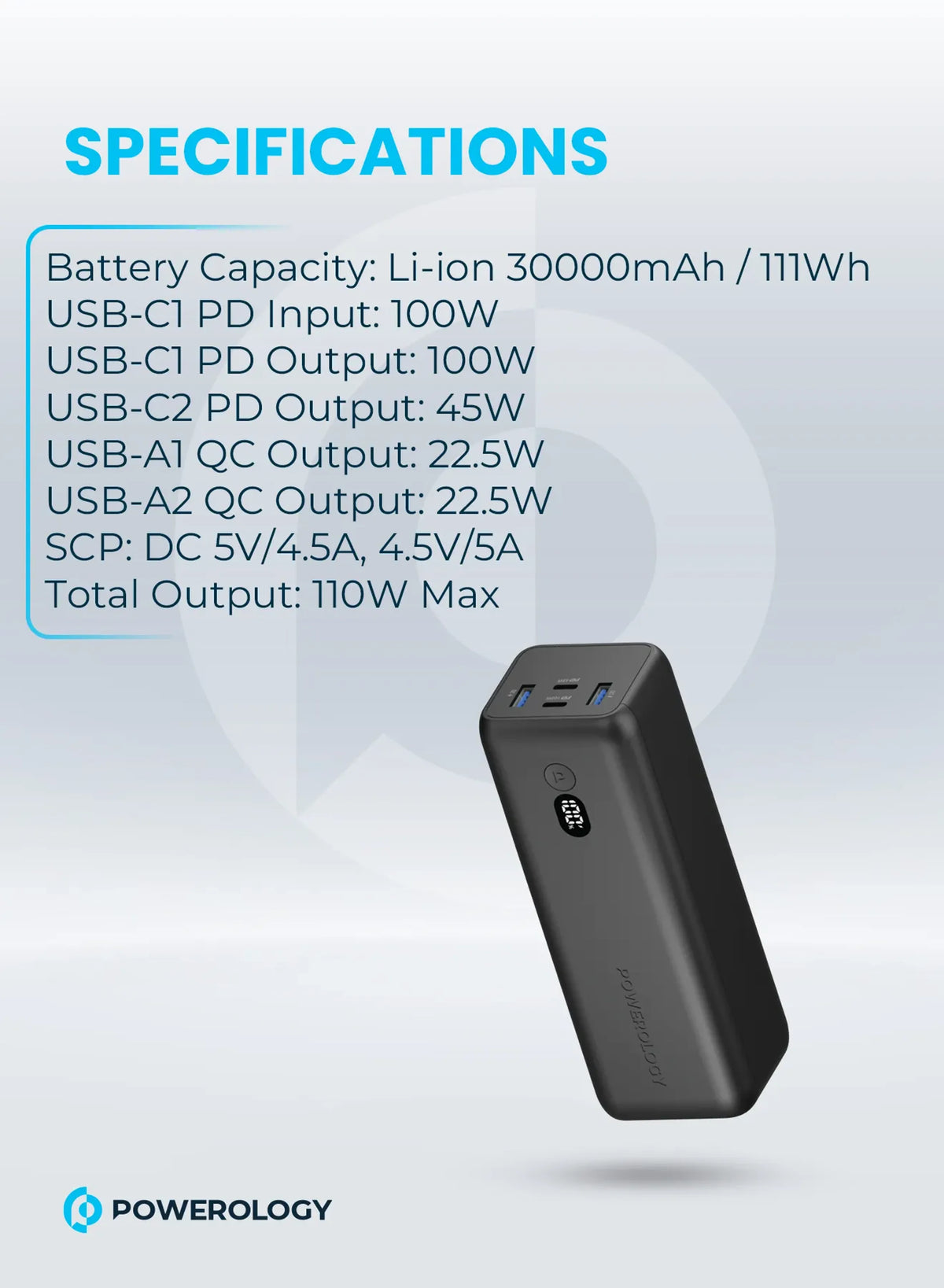 Powerology Onyx 30000mAh Dual USB C Power Bank – image 1