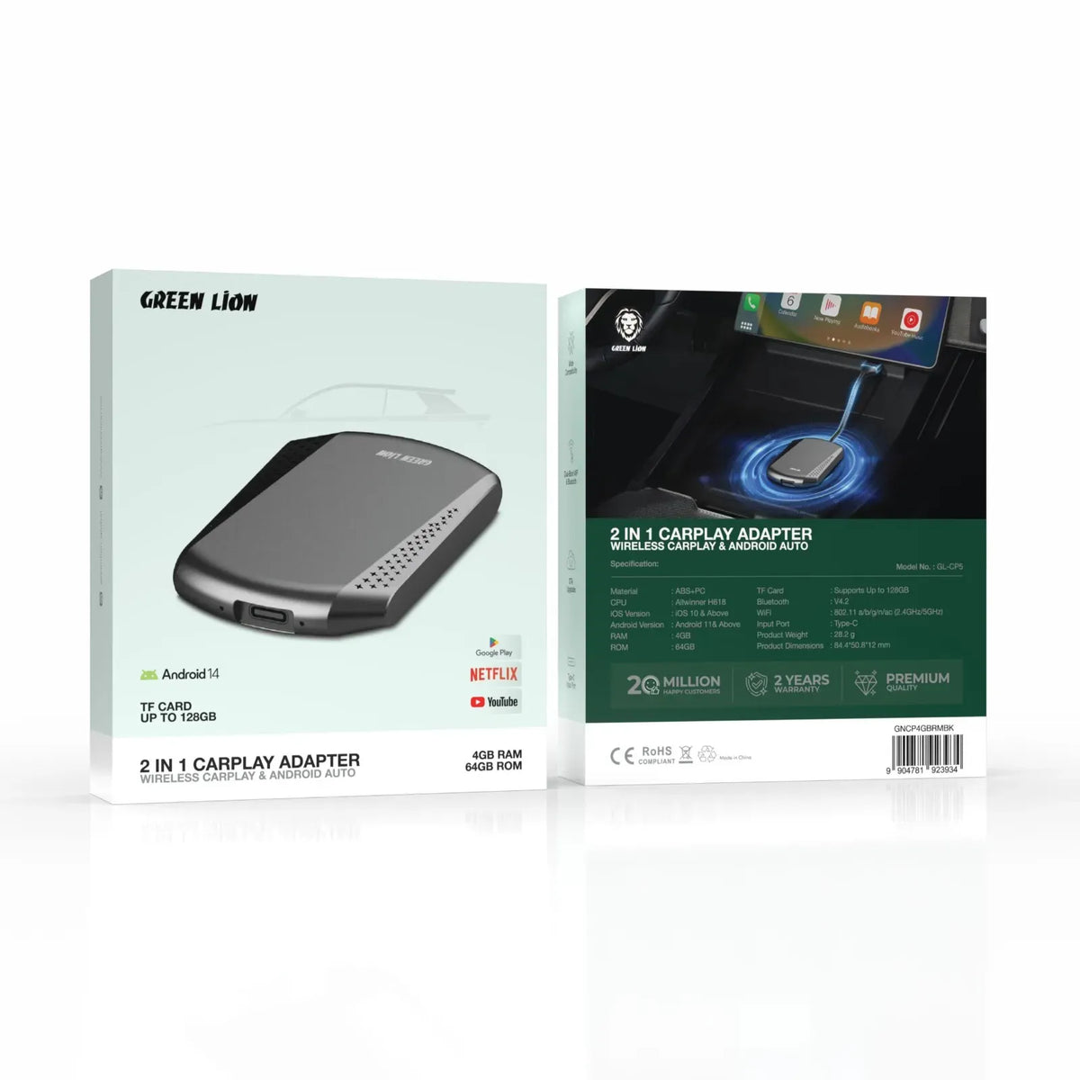 Green Lion 2 in 1 Carplay Adapter 4gb Ram Black – image 4