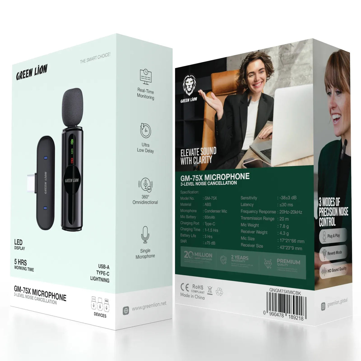 Green Lion Gm 75x Microphone 3 Level Noise Cancellation Black – image 6
