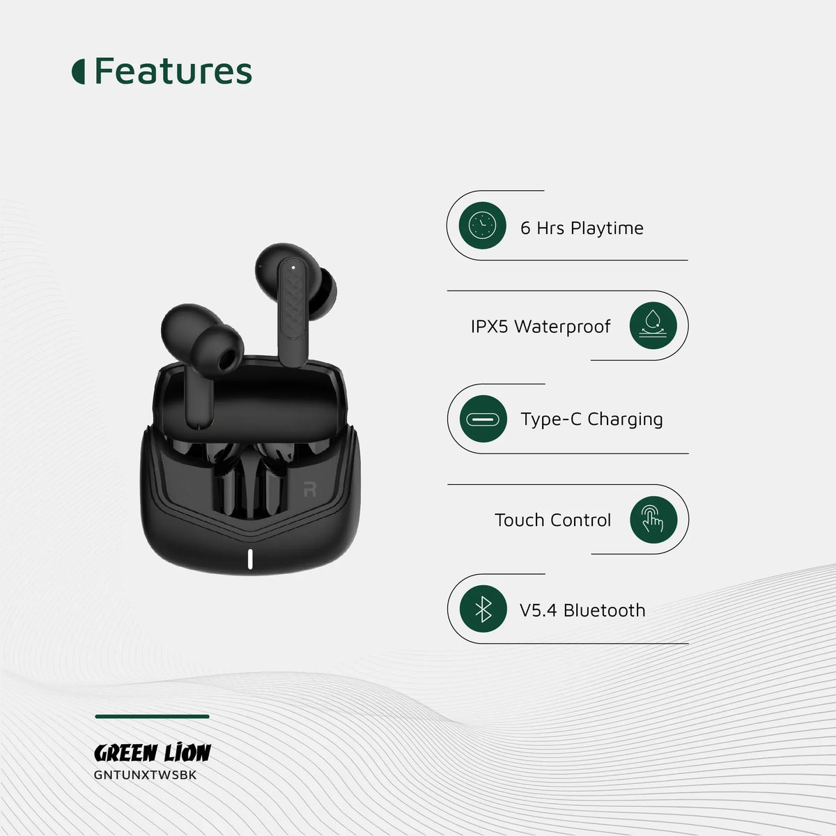 Green Lion Tune XTrue Wireless Earbuds - Black – image 11