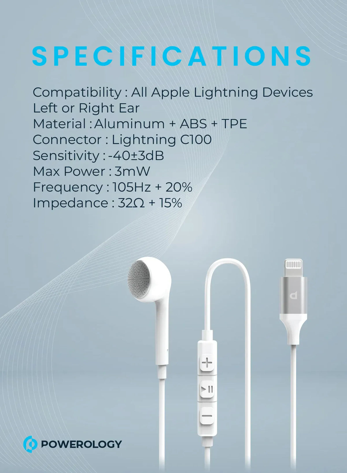 Powerology Mono Earphone Lightning Connector - White – image 5