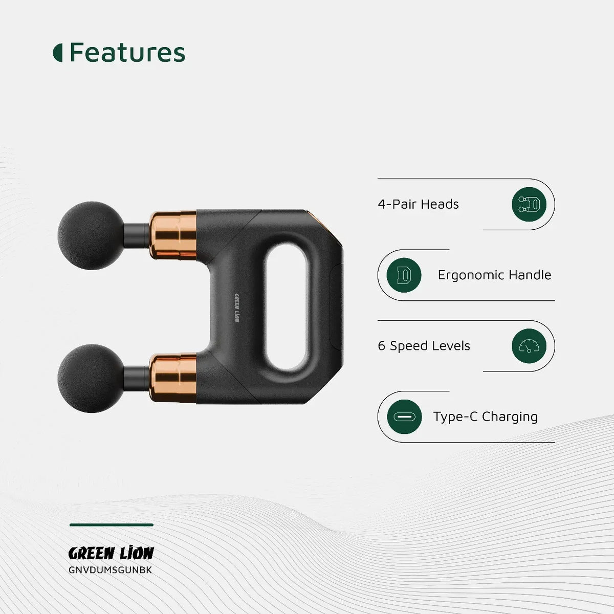 Green Lion Vibe Pro Dual Head Massage Gun - Black – image 15