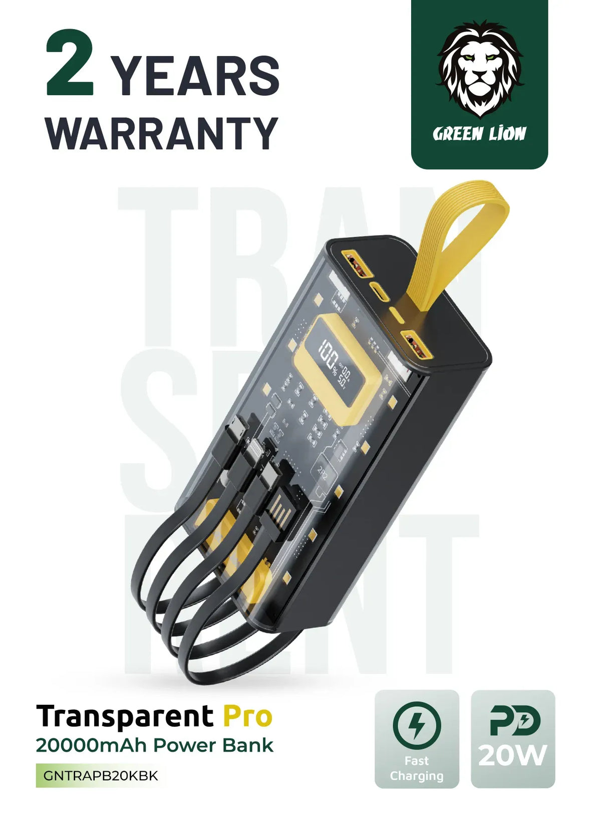 Green Lion Transparent Pro 20000mAh Power Bank Black – image 10
