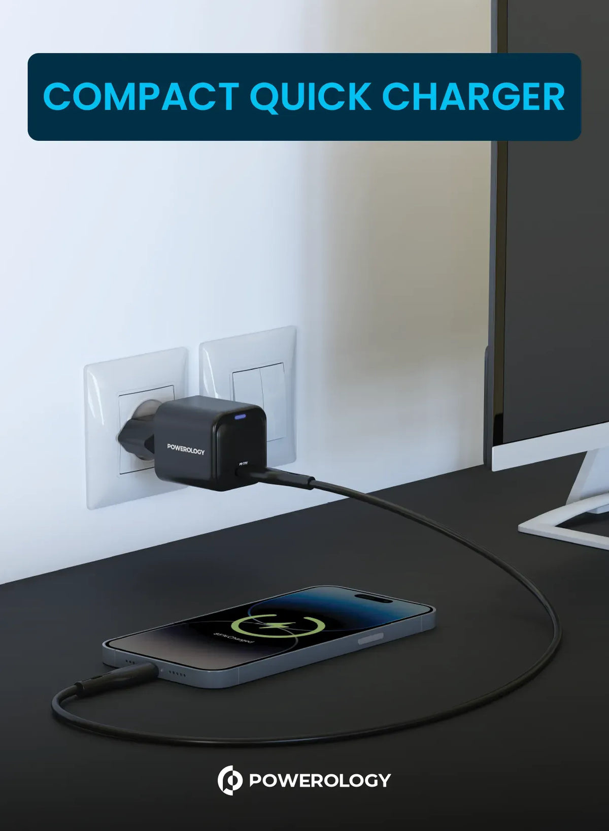 Powerology Ultra Compact Gan Charger PD 20w Eu Black – image 8