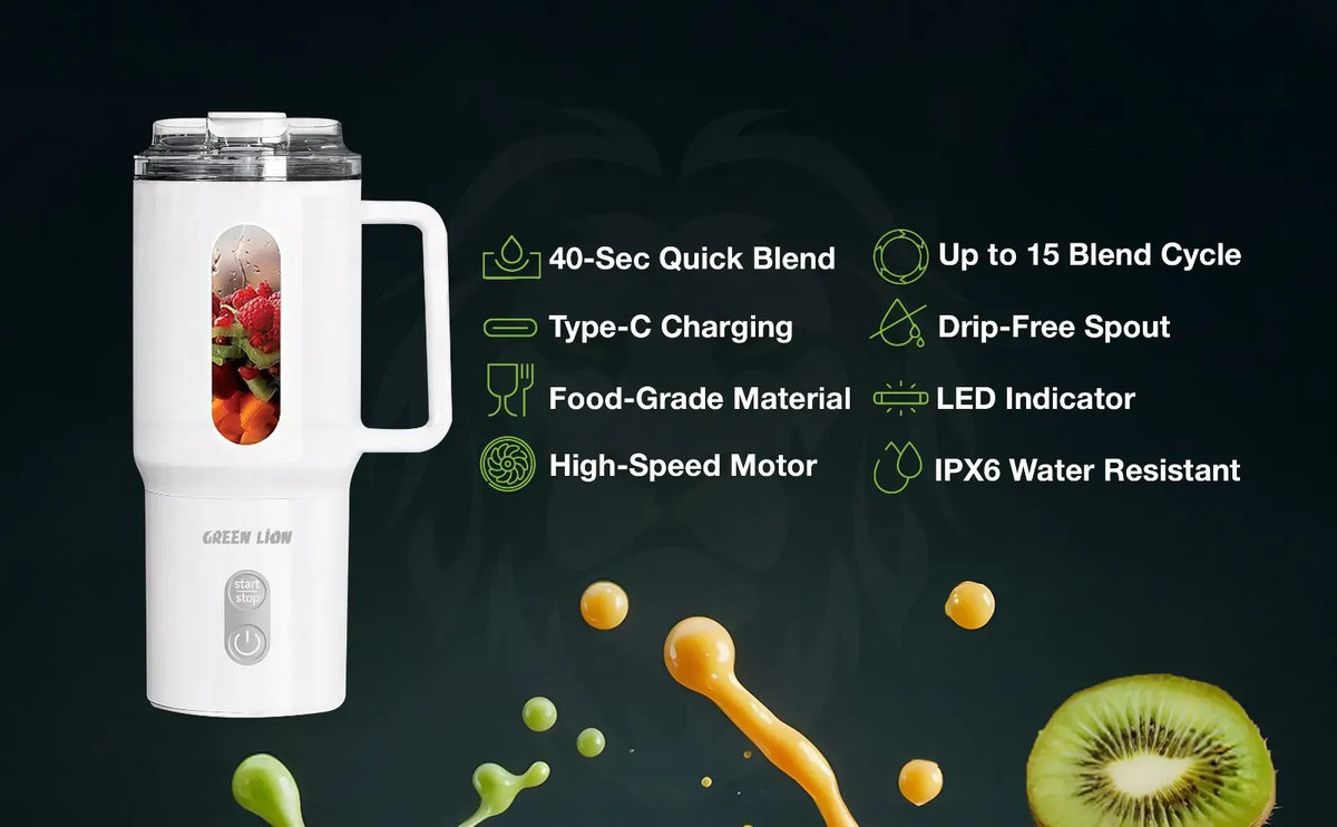 Green Lion Mug Blend Portable Juicer 500ml White – image 7