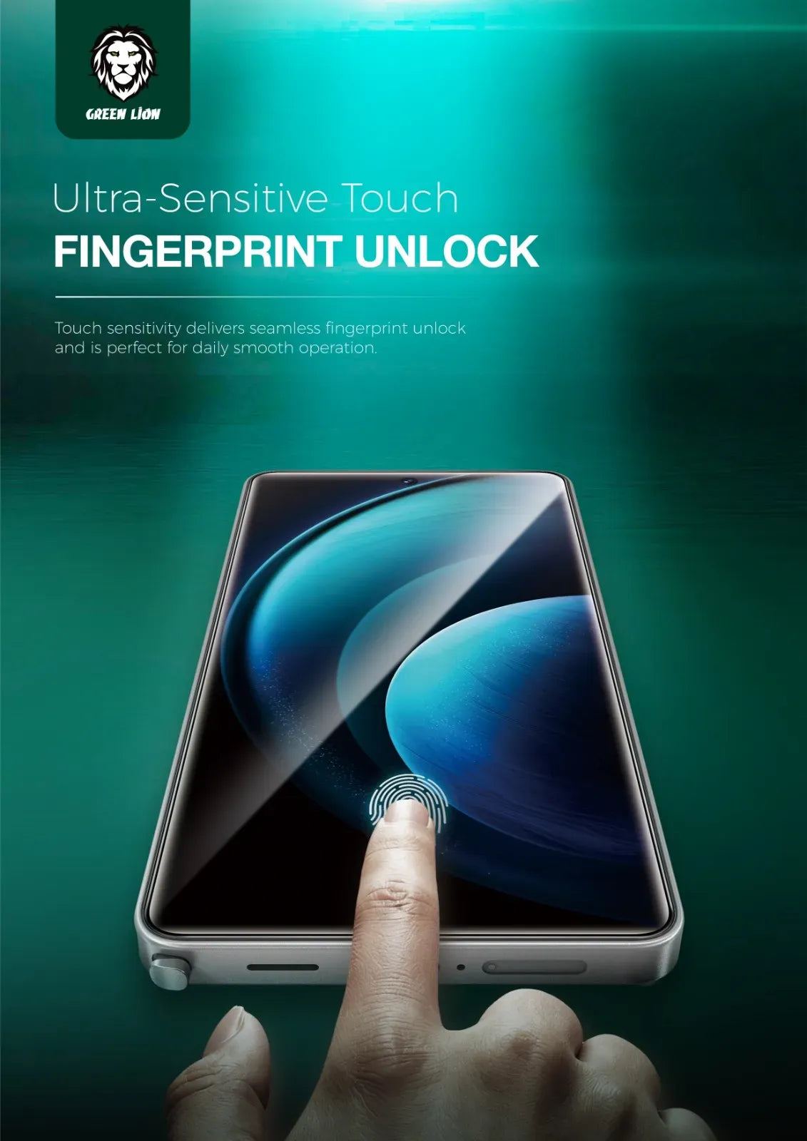 Green Lion 9h Privacy Shield Fingerprint Unlock Tempered Glass for S26 Ultra Privacy – image 3
