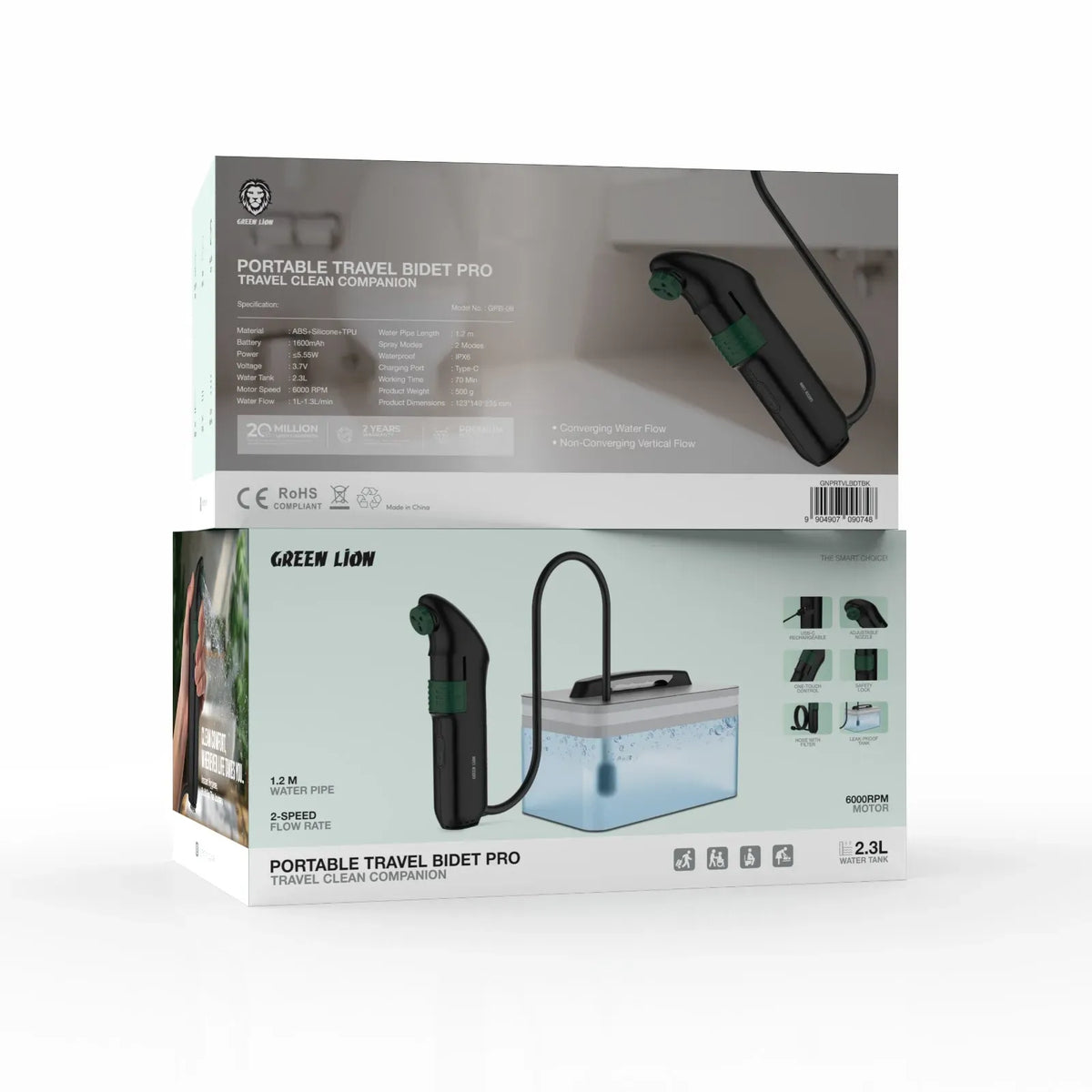 Green Lion Portable Travel Bidet Prowith Tank - Black