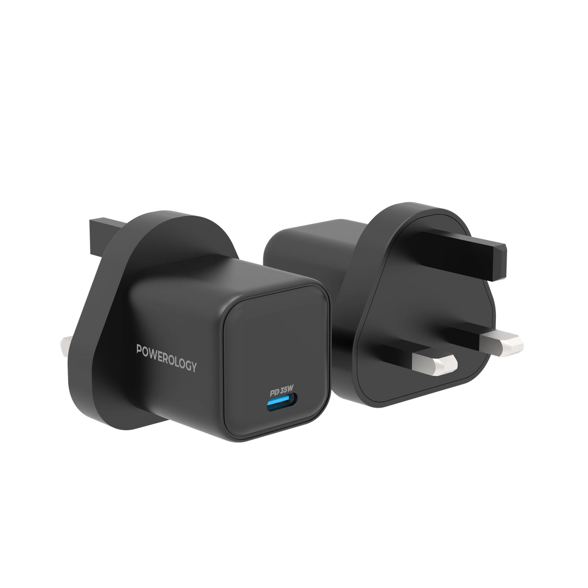 Powerology 35w Single Port Type C Gan Charger with Uk Plug Black – image 7