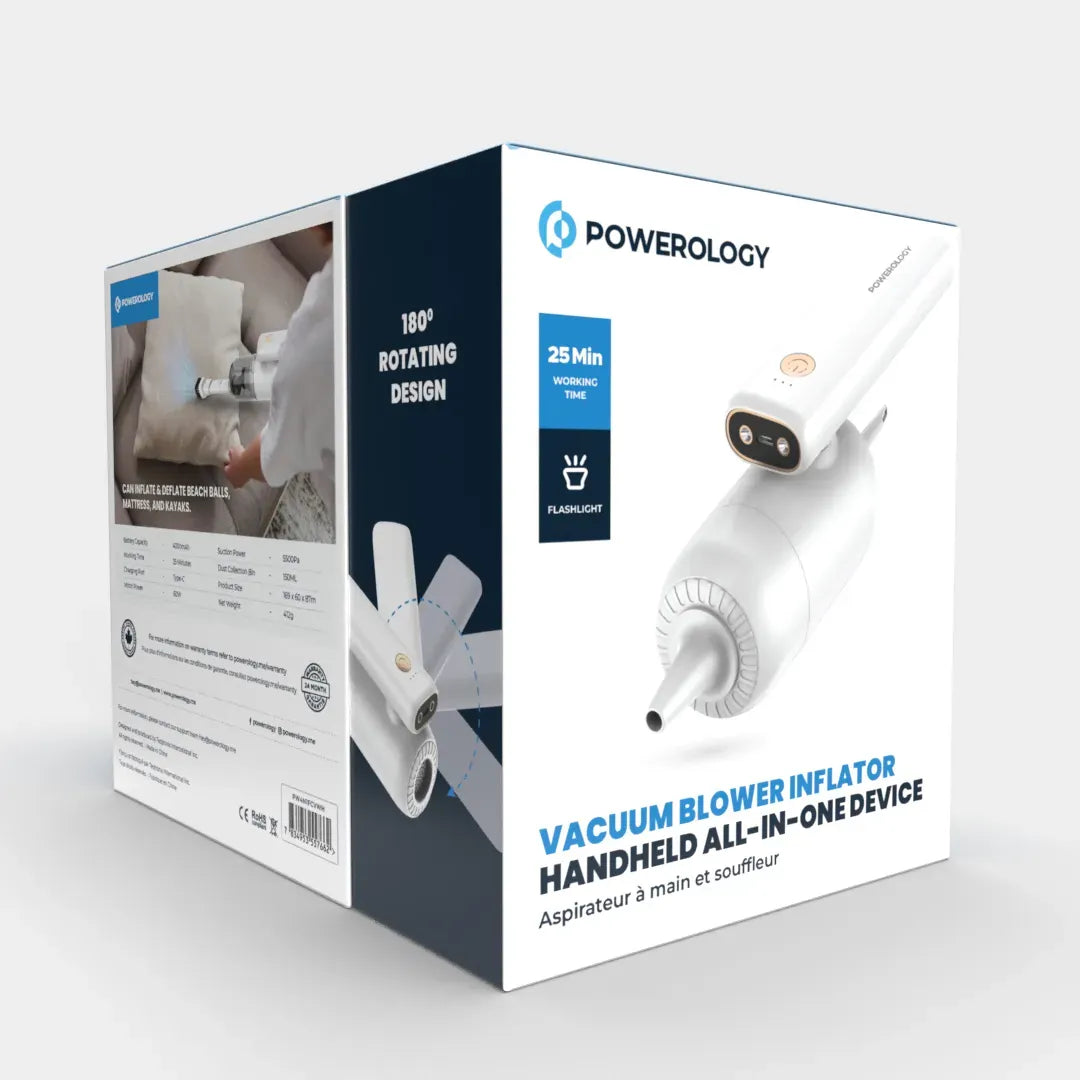 Powerology 4in1 180deg Foldable Car Vacuum Cleaner White – image 6