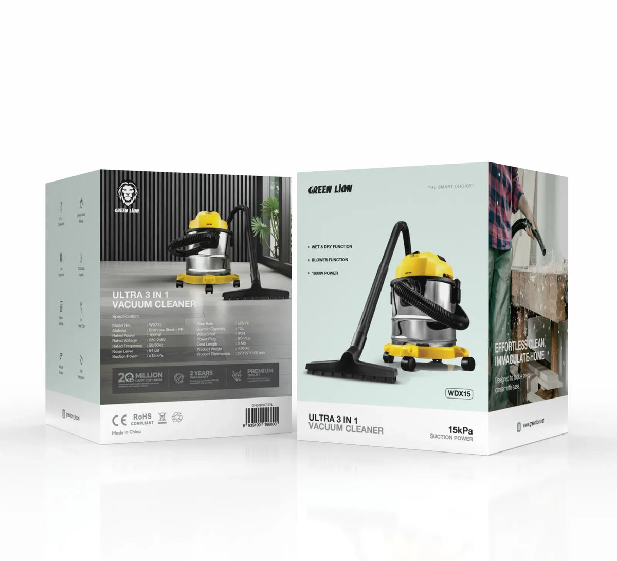 Green Lion Ultra 3 In 1 Vacuum Cleaner 12 L 1000 W - Yellow – image 3