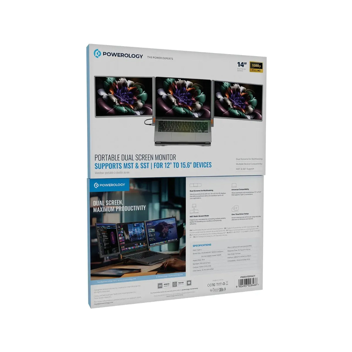Powerology Portable Dual Screen Monitor Gray – image 4