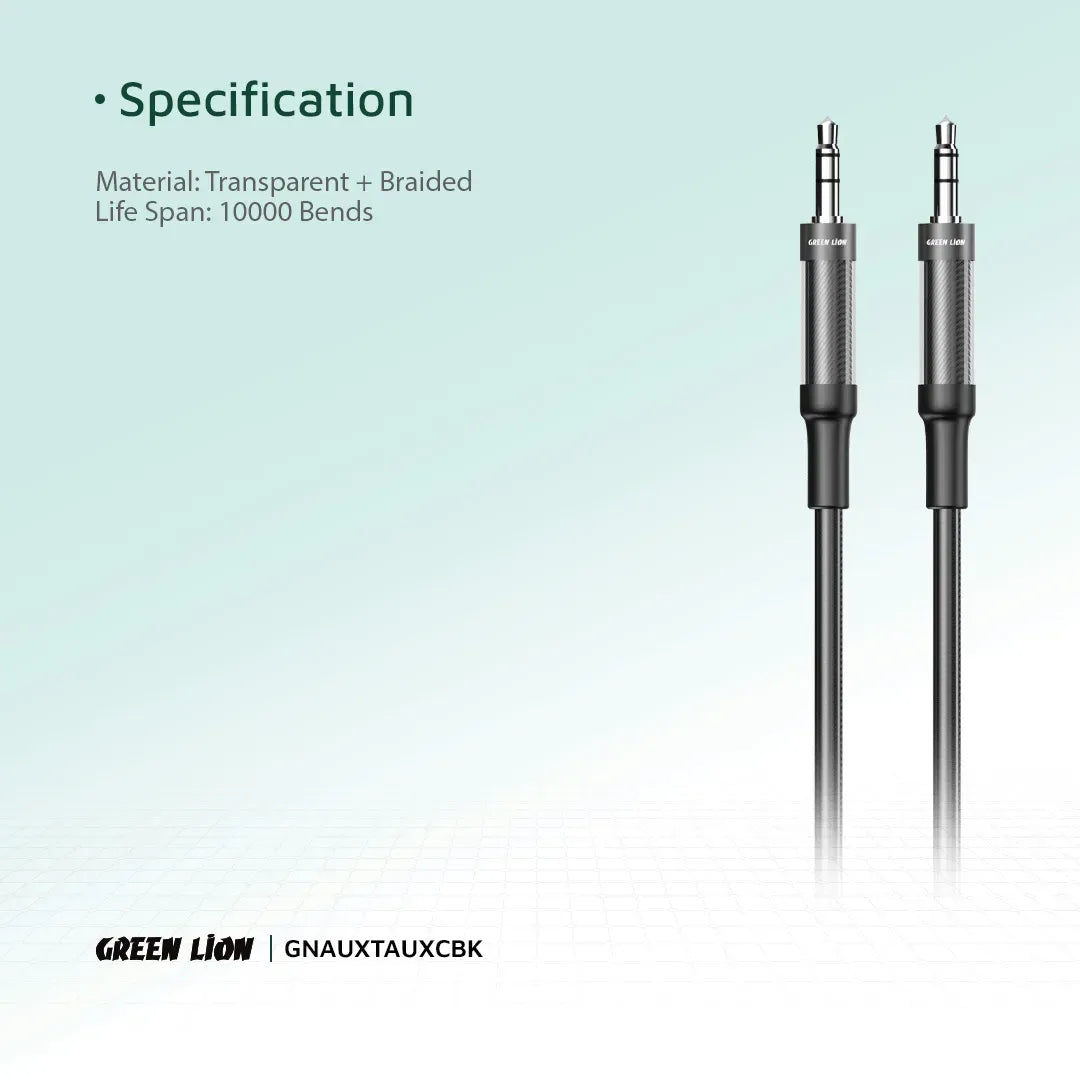 Green Lion Aux to Aux Braided Cable 1m Black – image 2
