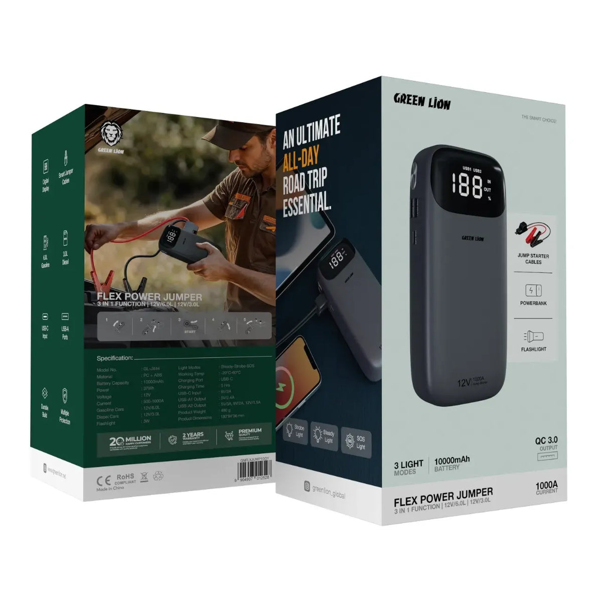 Green Lion Flex Power Jumperand Power Bank 10000 m Ah - Gray – image 3