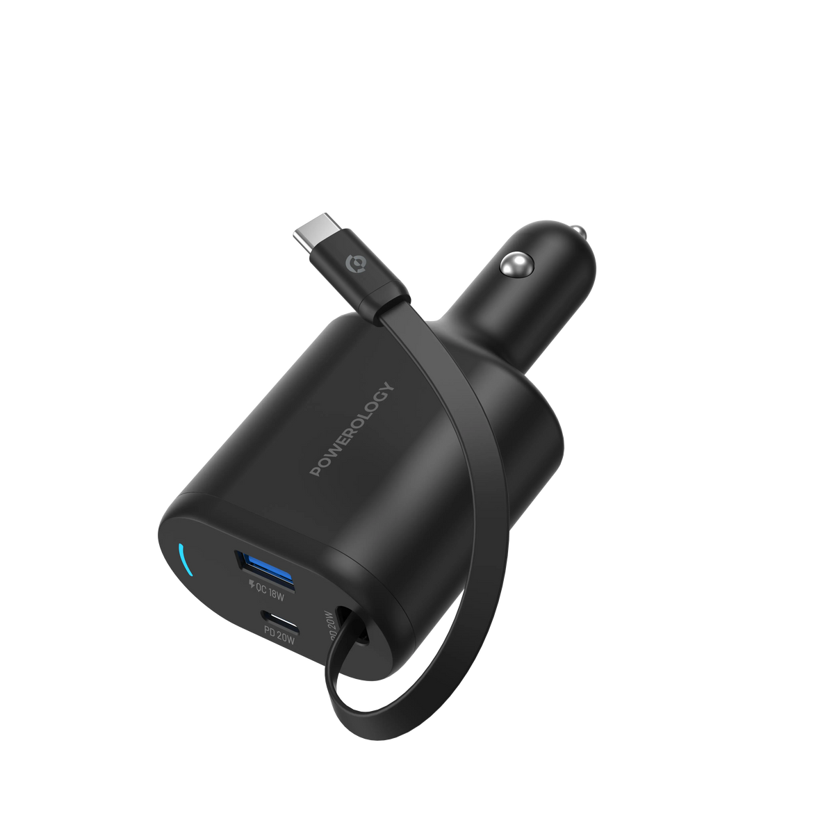 Powerology Type C Retractable Car Charger 70w Black – image 7