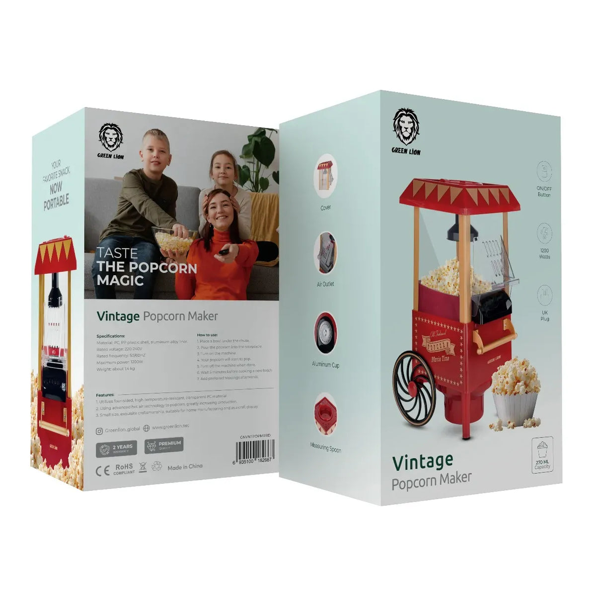 Green Lion Vintage Popcorn Maker - Red – image 10