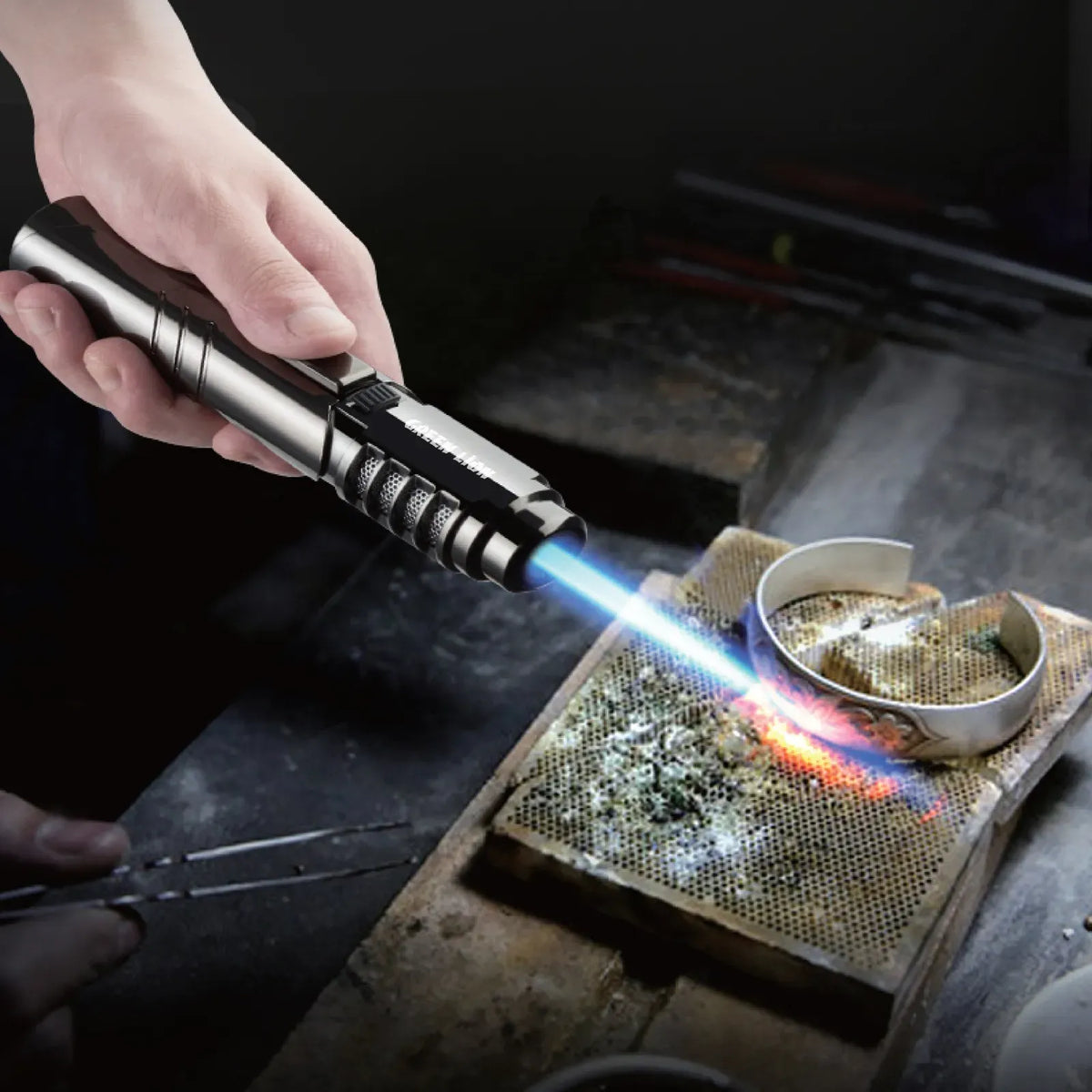 Green Lion Jet Flame Windproof Lighter Silver – image 5