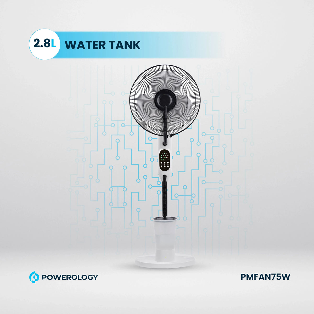 Powerology Tilt Oscillating Fan Mist Spray Humidifier Black – image 8