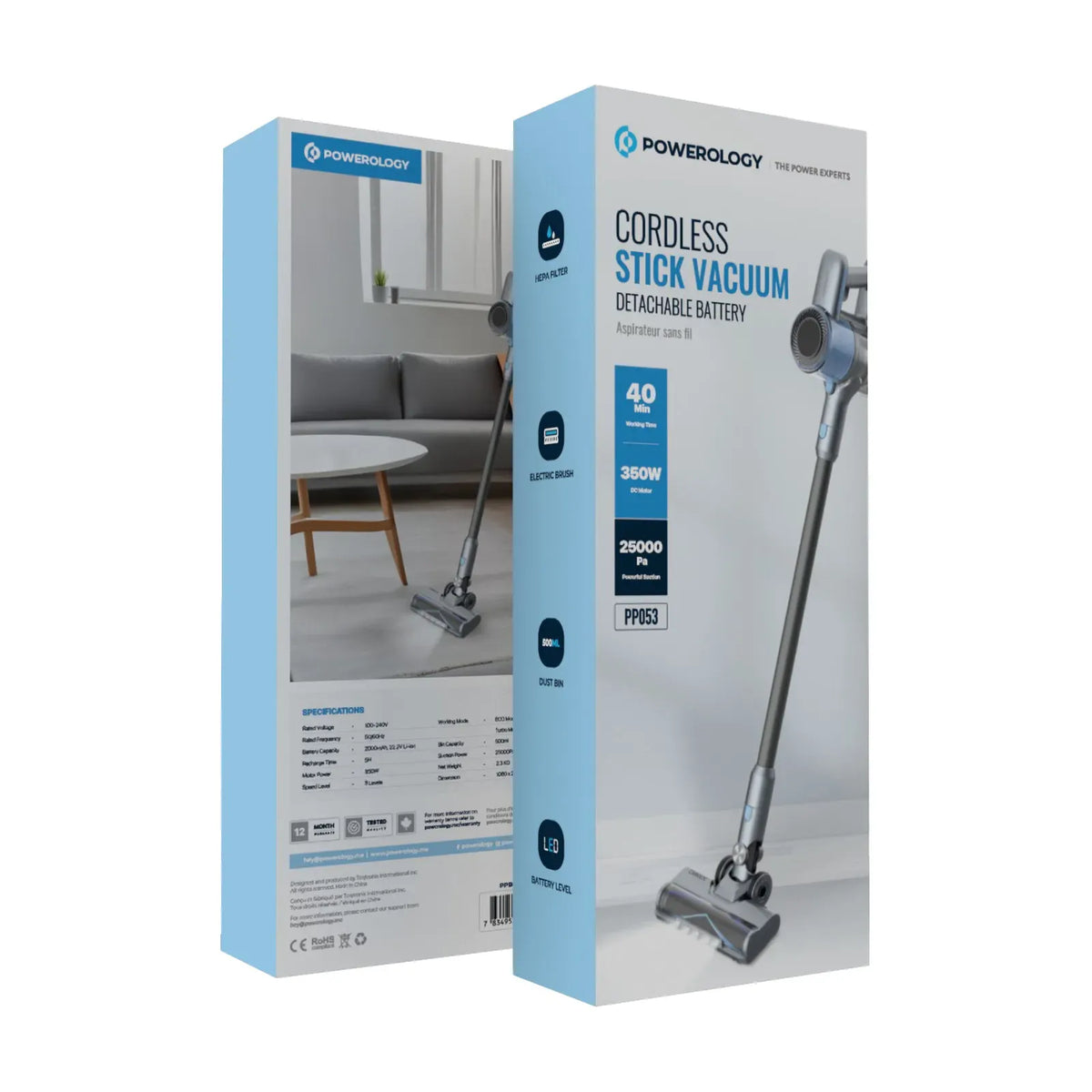 Powerology Cordless Stick Vacuum Cleaner with Detachable Battery Dark Grey – image 14