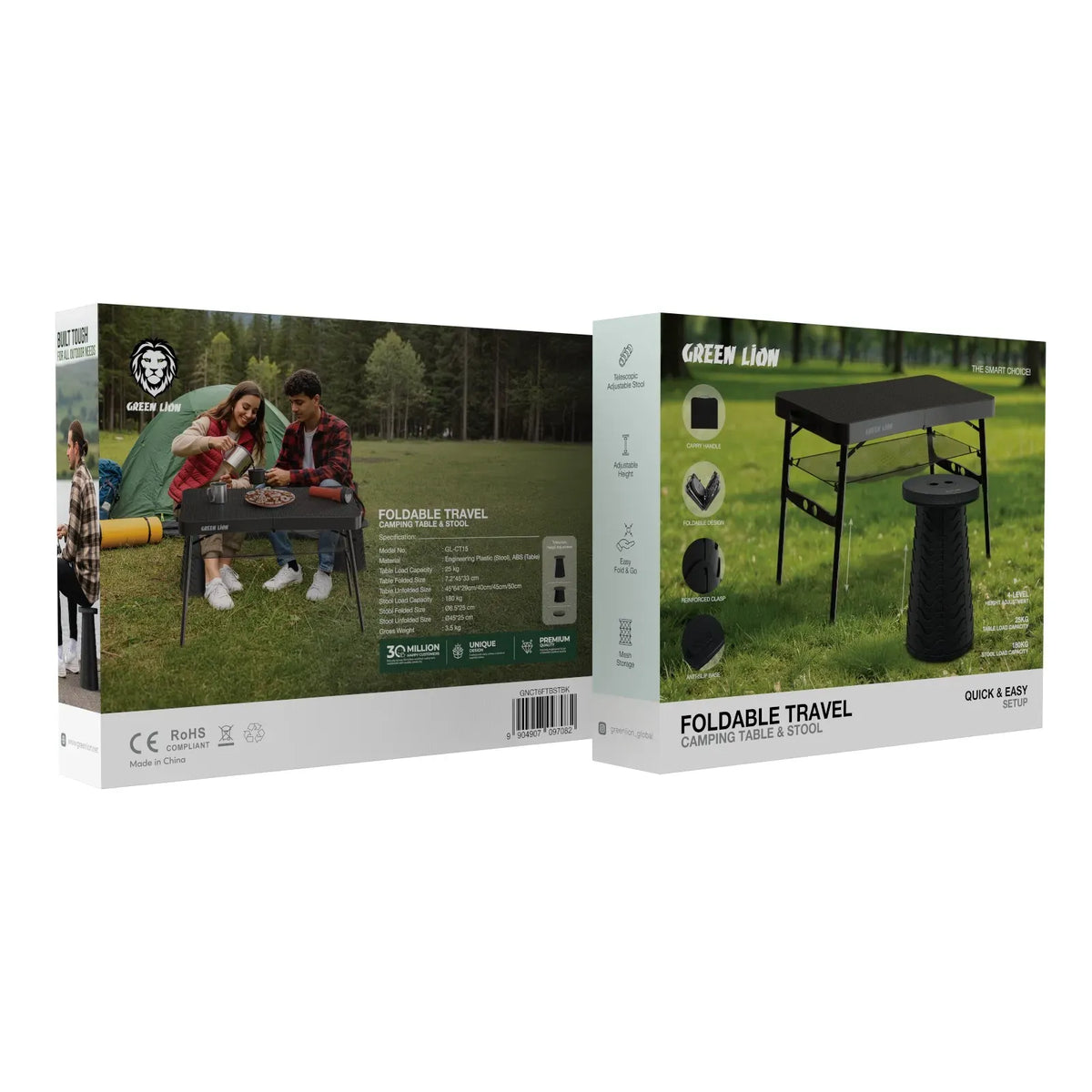 Green Lion Foldable Travel Camping Table Stool Black – image 12