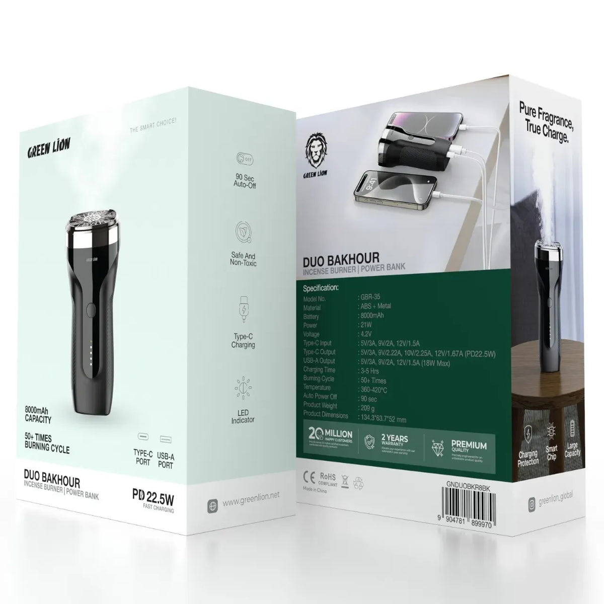 Green Lion Duo Bakhour with 8000mAh Power Bank PD 22 5w Black – image 6