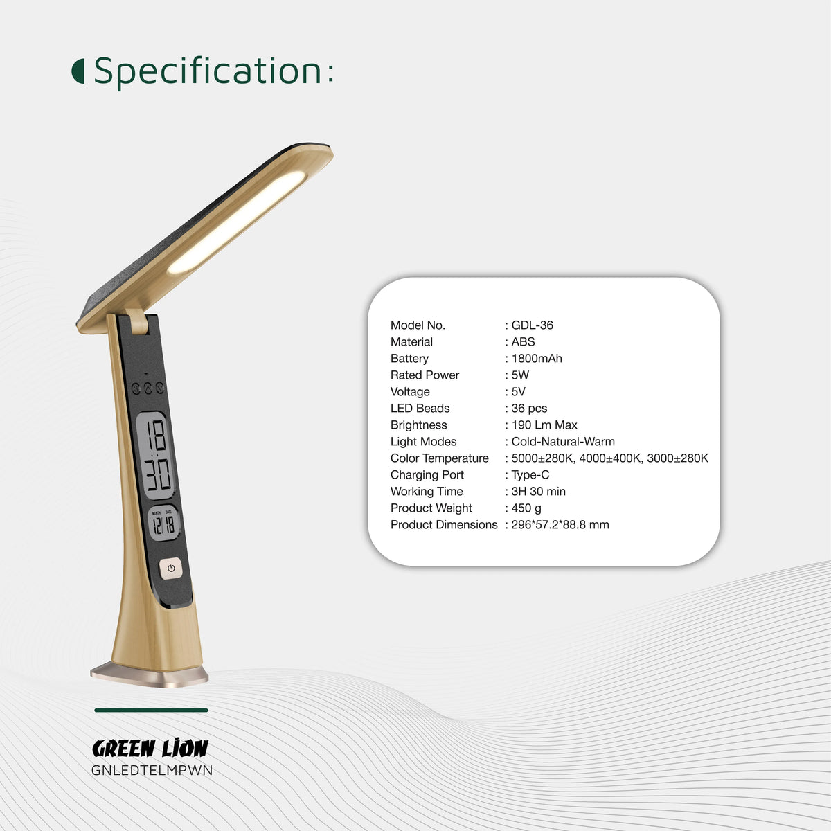 Green Lion LED Table Lamp Wooden – image 12
