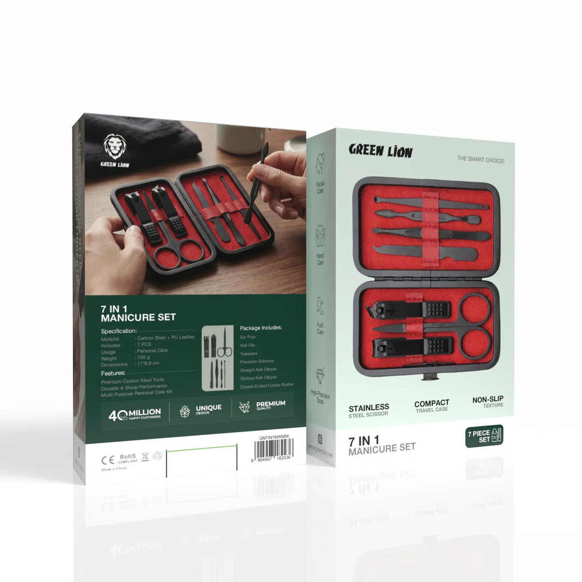 Green Lion 7 in 1 Manicure Set Black – image 5