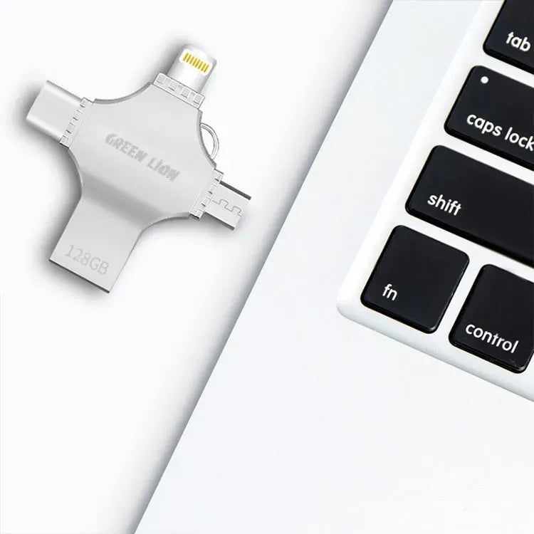 Green Lion 4 in 1 USB Flash Drive 128gb Silver – image 3