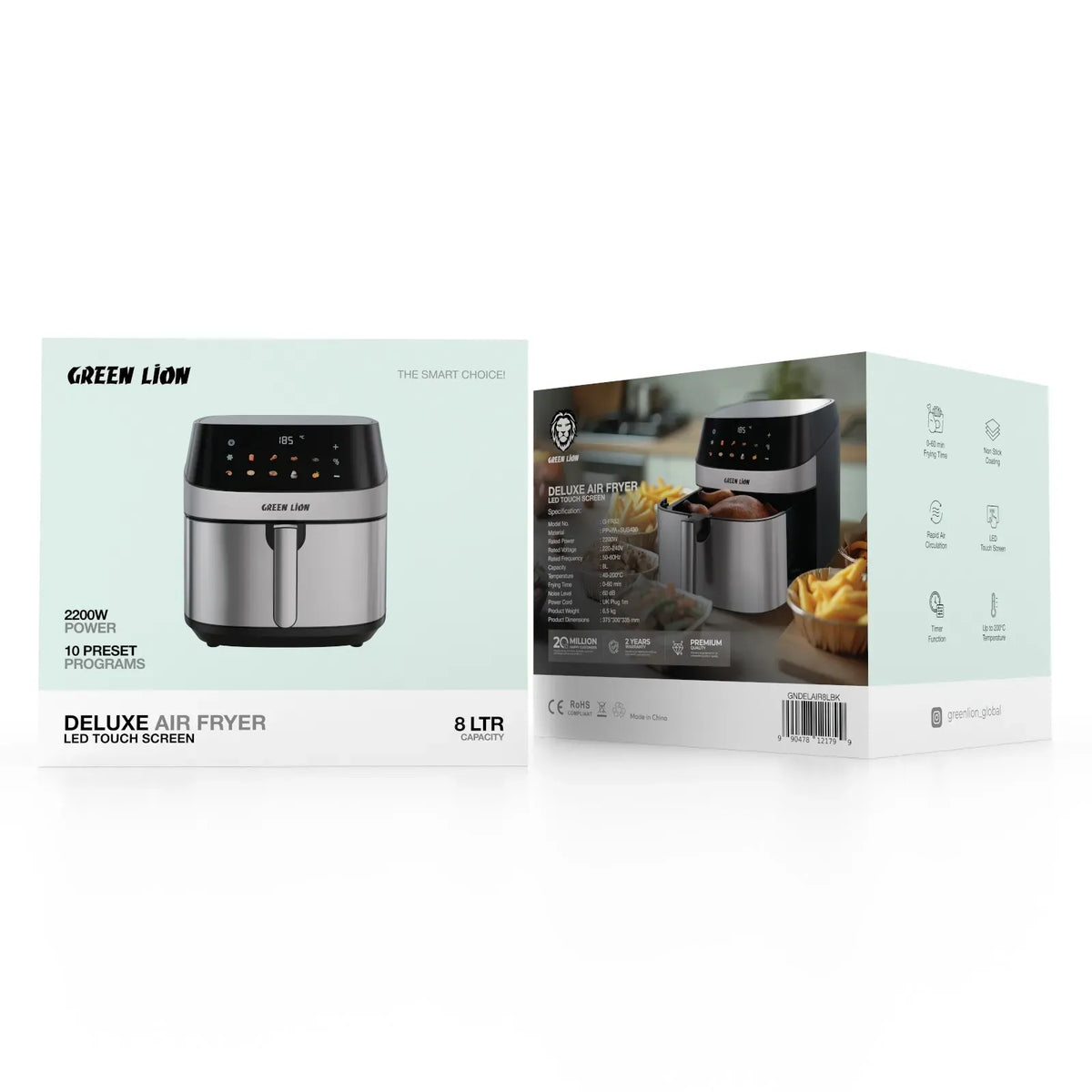 Green Lion Deluxe Air Fryer LEDTouch Screen 8 L - Black – image 3